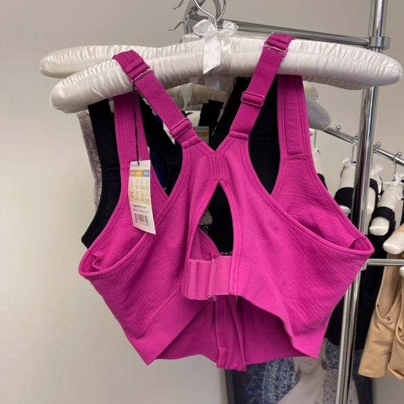 Prairie Wear HUGGER LUMA Women XL 42-44 Pink Nylon Stretch Compression Zip Bra - Picture 6 of 12